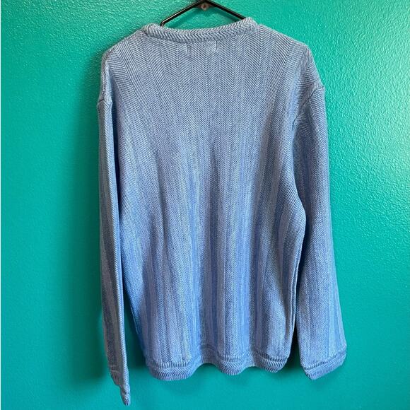 Chaps Blue Knit 100% Cotton Men's Pullover Sweater Medium - Picture 7 of 10